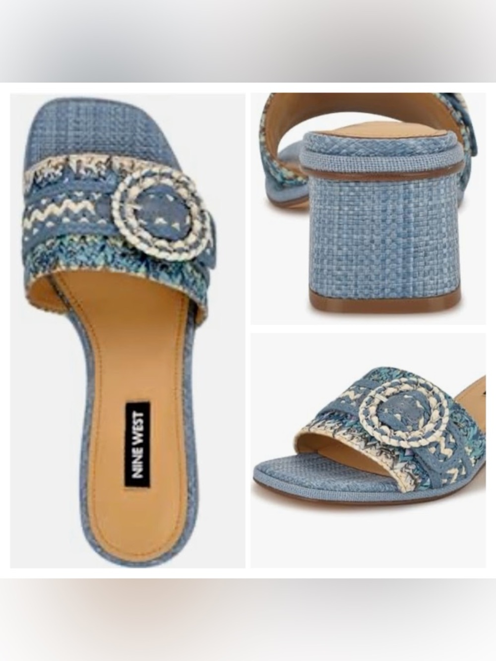 Nine West NWOT Woven Slide Sandal with Low Block Heel